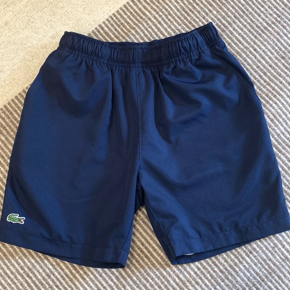 LACOSTE sport shorts, boy’s Size 8, 128cm. Dark navy blue.